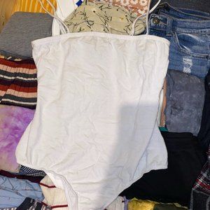 Women's PAPAYA white spaghetti strap bodysuit size medium